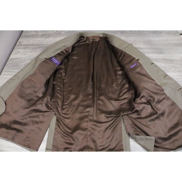 Vtg Ralph Lauren Purple Label Cashmere Houndstooth Men Jacket Blazer 46L - Picture 10 of 14